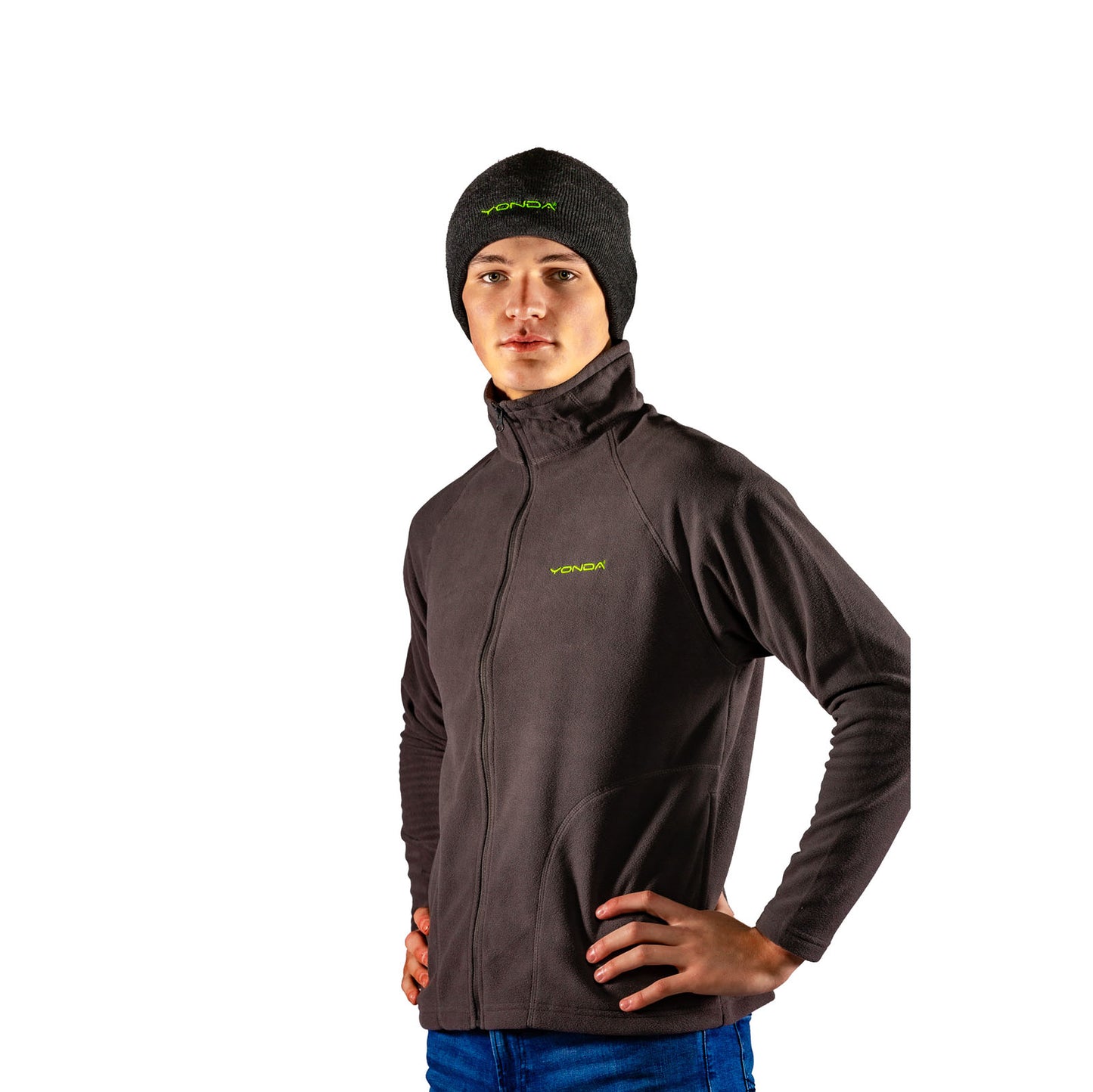 Beanie and microfleece male grey3