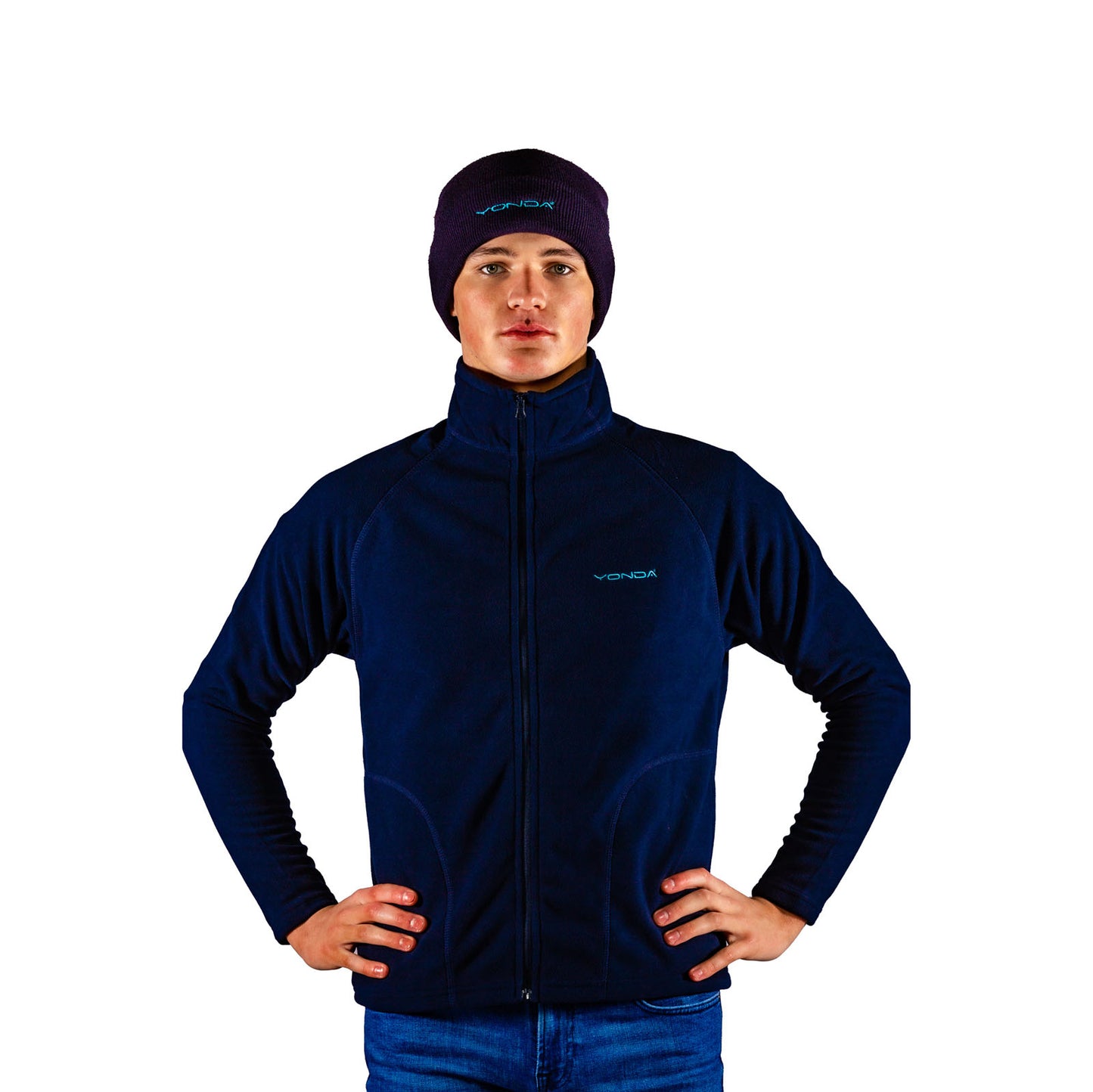 Beanie and microfleece male navy2