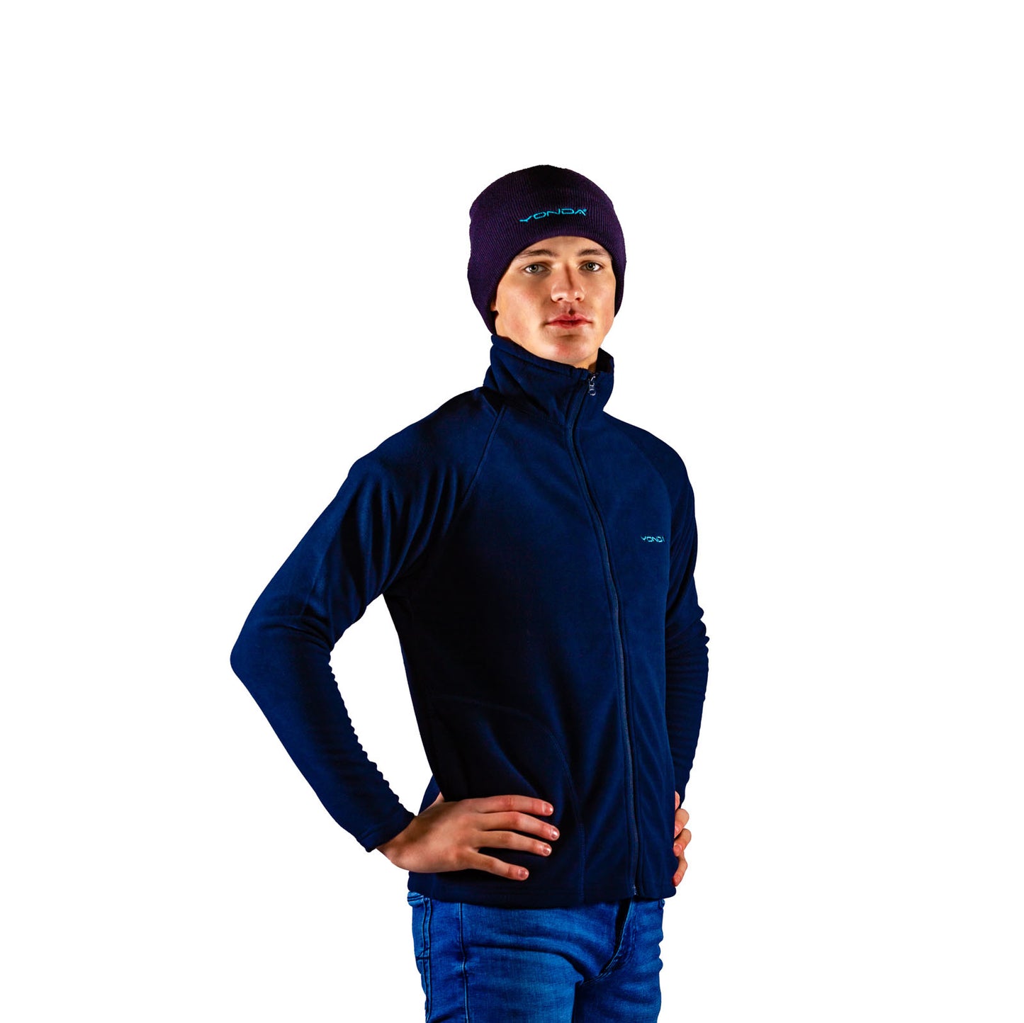 Beanie and microfleece male navy3