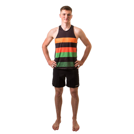 Men's running vest - tonal stripe front
