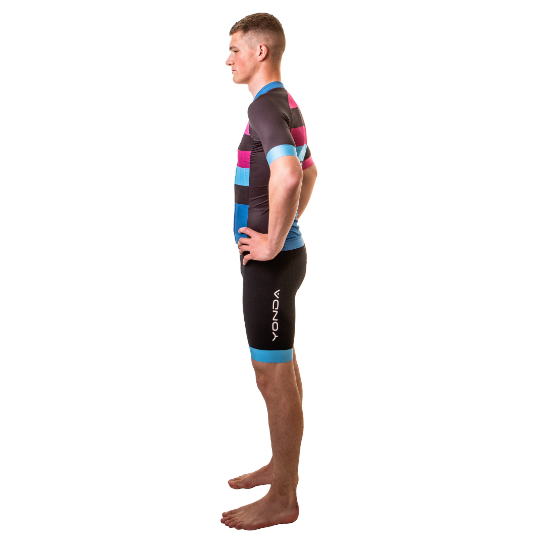 tonal stripe bib shorts and jersey side